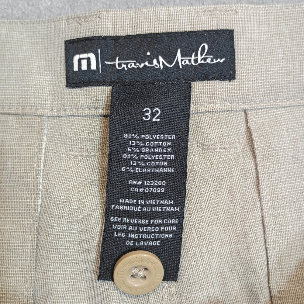 Travis Mathew Mens 32 Khaki Golf Shorts Stretch Performance Flat Front Casual - Picture 3 of 8
